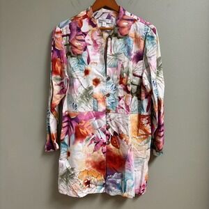 Coldwater Creek Womens Linen Tunic Jacket Size PXL Lagenlook Art to‎ Wear Boho